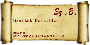 Szvitek Bertilla névjegykártya